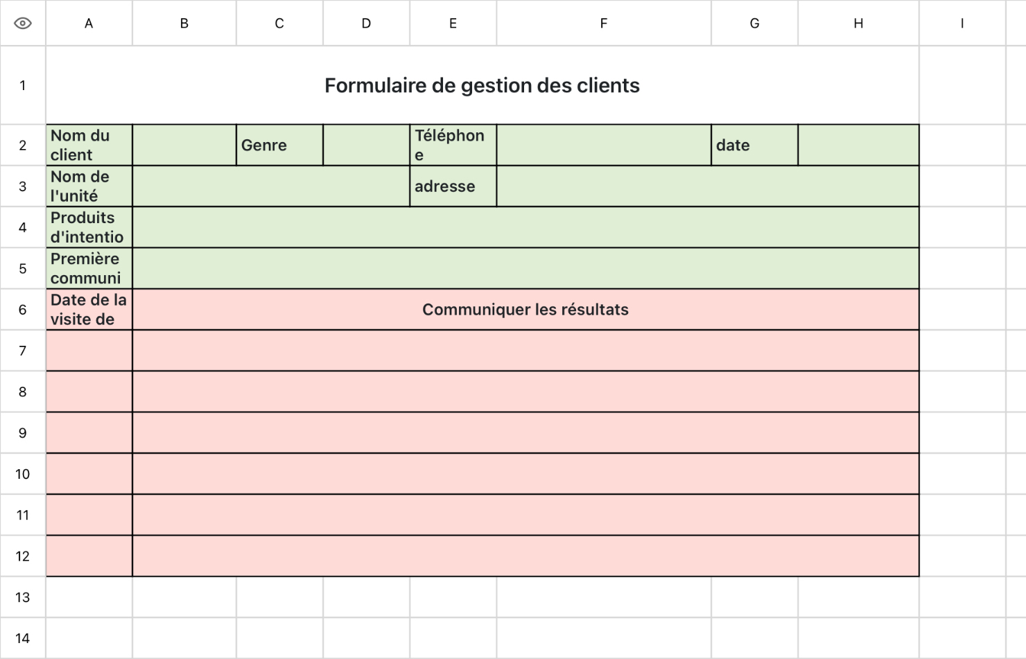 Formulaire de gestion des clients